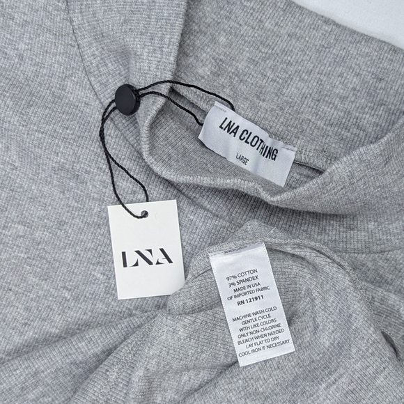 LNA Holt Turtleneck Crop Sweater Rib Knit Cotton Blend Light Heather Grey L NWT - Picture 10 of 11